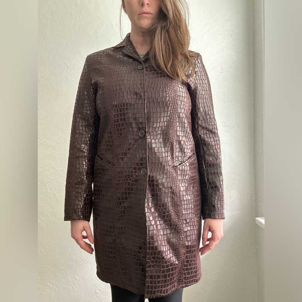 Selene Sport Longline Shirt Jacket in Croc Print